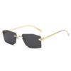 Nuevos Lentes de Sol sin Montura Transfronterizos Estilo Europeo y Americano Únicos Rectangulares Moda Borde Irregular Metal Lentes de Sol para Mujer