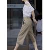 22628 Damei Ai Yuan 2025 Novo Branco Redutor de Idade Top Moda Calças Casuais Calças Largas Cropped Feminino Tendência