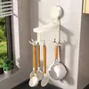 Gancho Rotativo de Ventosa para Cozinha, Prateleira de Armazenamento de Parede, Organizador de Utensílios de Cozinha para Espátulas, Colheres e Pás, Prateleira sem Furo
