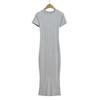 Verão 2025 Novo Kardashian Sexy Spice Girls Vestido de Manga Curta Estilo Desejo Puro Slim-fit Quadril Sexy Vestido Longo