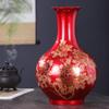Jingdezhen Cerámica Florero Adornos Rojo Chino Arreglo Floral Decoraciones Artesanales Botella de Porcelana para Sala de Estar Hogar Chino
