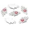Amazon Ojo de Diablo Collar Pulsera Colgante Aleación Ojo de Doble Agujero Palma Colgante Doble DIY Hecho a Mano