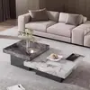 Mesa de Centro Moderna Minimalista em Ardósia Italiana Sala de Estar Casa Simples Designer Pequeno Apartamento Luxo Leve Quadrada