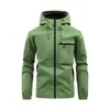 Versión Transfronteriza de la Chaqueta, Nuevo Estilo Otoño Moda Masculina Casual con Capucha Color Sólido Multibolsillos Chaqueta de Trabajo, Cortavientos para Exteriores