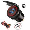 Cargador de Coche de Venta Caliente, Yate, RV, Coche Modificado, Cargador de Coche de 12-24V, Doble USB Carga Rápida Interruptor Qc3.0