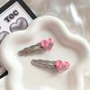 Horquilla de aleación con forma de pico de pato, con un dulce y moderno estilo de metal, con grandes diamantes de imitación y forma de corazón, sencilla, plateada, brillante y con ondas laterales.