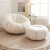 Silla de Calabaza de Lujo Ligero Nórdico para Sentarse y Reclinarse, Informal para Sala de Estar, Sofá Silla Individual Perezosa de Terciopelo de Cordero, Silla Mecedora
