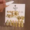 Set de 9 Pares de Aretes Originales Nuevos Dorados Transfronterizos Versátil Ccb Geométrico Estilo Minimalista Pendientes de Comercio Exterior Venta al por Mayor
