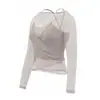 Conjunto de Yoga con Malla para Mujer, Auténtico Conjunto de Dos Piezas, Cubretop de Manga Larga, Cintura Alta, Pantalones Amplios Fluidos, Conjunto de Dos Piezas para Ejercicio de Pilates
