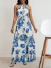 Moda Feminina Europeia e Americana Amazon Transfronteiriça Elegante Gola Alta Sem Mangas Forma A Skinny Vestido