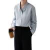 Camisa Roxa de Temperamento Sofisticado Estilo Coreano de Manga Comprida para Mulheres no Outono Nova Camisa Branca Retrô Francesa para Usar por Cima para Parecer Magra