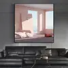 Pintura Decorativa Artística Abstracta de Color Nórdico para Restaurante Pintura de Pared de Fondo Cuadrada Minimalista Moderna para Sala de Estar Colgante