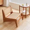 Silla canguro de ratán casual estilo nórdico, sofá de sala de estar, sillón reclinable, silla de sofá de una persona para balcón de madera maciza