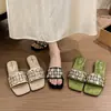 Primer Encuentro Jifa Zapatillas de Tacón Bajo Francesas para Mujer Verano Ropa de Exterior 2026 Nuevo Estilo con Faldas Sentido de Alta Gama Zapatillas Planas con Pedrería