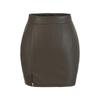 Bolsa de Cadera Sexy Atractiva para Piernas Separadas Falda de Cuero Otoño e Invierno Nueva Versátil de Cintura Alta Aspecto Adelgazante Antiexposición Falda Corta