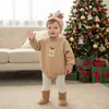 Ropa de Invierno para Bebés y Niños Pequeños Ropa de Navidad Transfronteriza para Niños y Niñas Ropa de Gateo de Manga Larga Otoño e Invierno Bata Gruesa con Capucha Forrada de Polar
