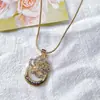 Exagerado y Hermoso Lujo Ligero Personalizado Tortuga Cruz Ángel Búho Incrustado de Diamantes Exquisito Suéter Collar Versátil