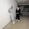 Calça Moletom com Zíper Bordada Transfronteiriça Europeia e Americana Calças Longas Casuais Streetwear Hip-Hop Rap Estilo de Rua Tamanho Americano Unissex Calça Moletom Atacado