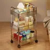 Carrito de Acrílico Transparente Estante de Almacenamiento para Baño Estante para Snacks de Mesita de Noche Móvil de Pie Estante de Almacenamiento de Cosméticos de Múltiples Niveles