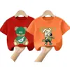 Camiseta de Verano 2026 de Algodón Puro con Estampado de Dibujos Animados de Moda, Estilo Callejero Fresco, Holgada de Manga Corta para Niños