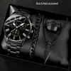 Set de Relojes Populares Transfronterizos Reloj Falso de Tres Ojos para Hombre Correa de Acero Cristal Cuarzo Reloj de Negocios de Gama Alta para Hombre