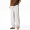 2026 Pantalones Rectos de Lyocell para Hombre de Verano Finos Sueltos Pierna Ancha Lino Seda de Hielo Color Albaricoque