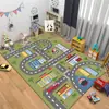 Alfombra grande de dibujos animados con pista para sala de estar, alfombrilla antideslizante resistente al desgaste para mesita de noche de dormitorio, tapete de juegos para sala de padres e hijos de jardín de infantes