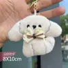 Boneca de Pelúcia Desenho Animado Pingente Cachorrinho Laço Fofo Boneca Poodle Pingente Decorativo Chaveiro Coração de Menina