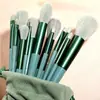 13 Brochas de Maquillaje Cuatro Estaciones Verde Cerdas de Alto Brillo Super Suaves Brocha de Maquillaje Brocha Gill Brocha Roja para Polvo Corrector