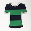 Tela de camiseta de punto liso 40S procesada y personalizada con rayas de color de algodón puro, tejido peinado elástico a la moda