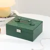 Nueva caja de almacenamiento de joyería de doble capa con forma de diamante y cerradura, caja de joyería portátil de mano para collares y pendientes, caja de accesorios de lujo ligero