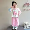 Roupa de Outono para Meninas: Conjunto de Moletom Duas Peças da Moda 2026 para Meninas, Conjunto Duas Peças de Calça de Moletom Estilo Coreano para Crianças