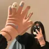 Guantes de Punto, Lindos Estilo Coreano Otoño e Invierno Estudiantes con Dedos Táctiles Guantes de Felpa para Mantener Caliente y a Prueba de Frío, Engrosados para Ciclismo