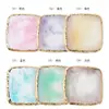 Paleta de Nail Art Pedra Ágata Cristal Bordas Douradas Decoração Rachada Paleta Mármore Pintado