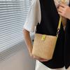 Bolso Tejido de Paja Han Feng ins Bolso Tejido Casual de Moda Bolso de Cubo Tejido 2021 Nuevo Bolso de Verano para Vacaciones para Mujer Bolso de Hombro Cruzado