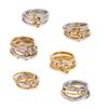 [Combinación de anillos] Acero de titanio Wanxing europeo y americano galvanizado multicapa anillo múltiple combinación de colores color sólido tendencia textura anillo transfronterizo