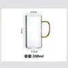 Taza de Agua de Vidrio Resistente a Altas Temperaturas al por Mayor con Asa Taza de Té Casera para Jugo Leche Taza Redonda Transparente Espesa Taza para Té Verde