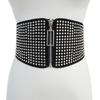 Cinturón Nuevo Transfronterizo para Mujer Estilo Punk Casual Remaches Decorativos Superficie de Terciopelo Elástico Cinturilla Elástica con Abrigo