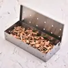 Caja de Humo Cuadrada Herramienta para Barbacoa al Aire Libre Caja de Especias para Barbacoa de Acero Inoxidable Caja de Madera Frutal Caja de Carbón