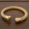 En Stock Pulsera Abierta de Cable de Acero Trenzado de Acero Inoxidable Brazalete de Acero de Titanio Joyería de Estilo Geométrico Pulido Lujo Ligero