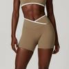 Shorts de Yoga de Cintura Alta Transfronteiriços, Shorts Esportivos Justos Nude Pêssego Levanta Bumbum, Calças Fitness Três Pontos Femininas para Uso Externo
