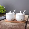Pote de Cerâmica Resistente a Altas Temperaturas para Pimenta, Pote de Vinagre, Porta-Palitos, Conjunto de Porta-Hashis, Pote de Sal, Pote de Glutamato Monossódico, Pote de Molho de Soja, Pote de Óleo de Gergelim