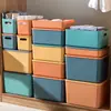 Caja de Almacenamiento con Contraste de Color Morandi para Snacks, Ropa, Artículos Varios, Organizador Doméstico, Cocina, Condimentos, Cesta de Almacenamiento de Plástico con Tapa