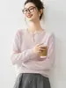 Suéter de Cachemira para Mujer Cuello en V Diseño con Abertura Otoño Invierno Nuevo Versátil Adelgazante Capa Interior Capa Base Ropa de Punto