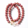 Pulsera de Abalorios de Incienso Flor de Durazno Tradicional, Doble Círculo, Talla 0.6, Unisex, Coleccionable de Nicho, Pulsera de Cuentas de Oración, Venta al por Mayor
