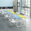 Instituição de Ensino Mesas Dobráveis de Treinamento e Cadeiras Mesa Longa Tutoria Estudantil Curso Preparatório Mesa de Conferência Dupla Combinação de Mesas e Cadeiras