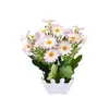 Set de Arreglo de Flores Artificiales, Flores de Plástico para Decoración del Hogar de la Sala de Estar, Arreglos de Flores de Seda, Adornos de Flores Artificiales con Valla Pequeña, Plantas en Maceta al por Mayor