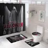 Fs5 Amazon Transfronterizo Serie de Halloween Juego de Cortina de Ducha Impresión Digital Impermeable Antimoho Juego de Cuatro Piezas Puede
