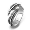 Anillo de Hoja de Titanio Gótico Retro Europeo y Americano Personalizado Agresivo Anillo de Pluma Joyería Punk de Moda para Hombre para Club Nocturno