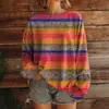 Cruzamento da Fronteira Primavera e Outono Novo Impressão Digital 3D Casual Urbano Estilo Europeu e Americano Gola Redonda Moletom Pulôver Fábrica de Origem
